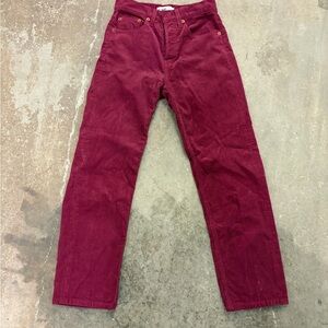 Re/Done made in USA burgundy button fly Corduroy Pants - Deep‎ Red